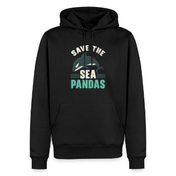 Rettet das Meer Pandas Orca Wal Meeresbiologe - Männer Premium Bio Hoodie - Schwarz - Vorne - Nico (187cm)