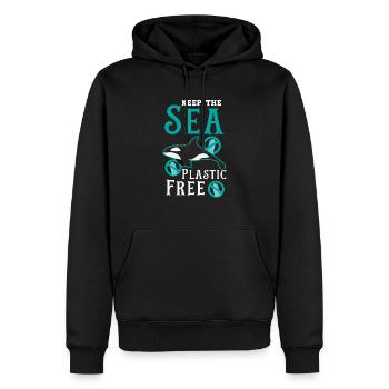 Gardez la mer sans plastique Orque Animal Baleine - Sweat à capuche Premium bio Homme - noir - Devant - Nico (187cm)