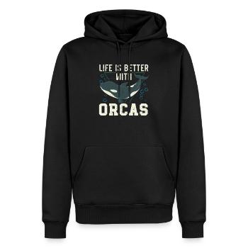 La vie est meilleure avec Orcas Orca Whale Animal Lover - Sweat à capuche Premium bio Homme - noir - Devant - Nico (187cm)
