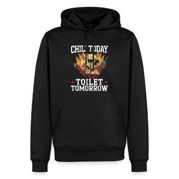 Chili heute Toilette morgen Chili Gewürz scharf - Männer Premium Bio Hoodie - Schwarz - Vorne - Nico (187cm)