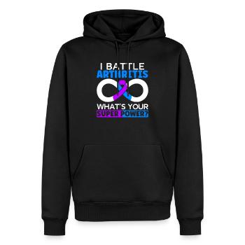 Je lutte contre l’arthrite Quelle est votre maladie de superpuissance - Sweat à capuche Premium bio Homme - noir - Devant - Nico (187cm)