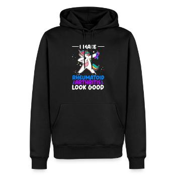 I Make Rheumatoid Arthritis Look Good Unicorn - Men’s Premium Organic Hoodie - black - Front - Nico (187cm)