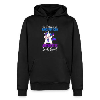 I Make Rheumatoid Arthritis Look Good Unicorn - Men’s Premium Organic Hoodie - black - Front - Nico (187cm)