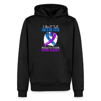 Je lutte contre l’arthrite Quelle est votre maladie de superpuissance - Sweat à capuche Premium bio Homme - noir - Devant - Nico (187cm)