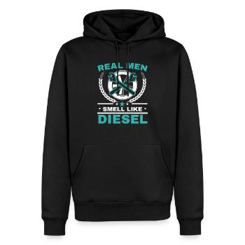 Les vrais hommes sentent comme un mécanicien diesel mécanicien automobile - Sweat à capuche Premium bio Homme - noir - Devant - Nico (187cm)