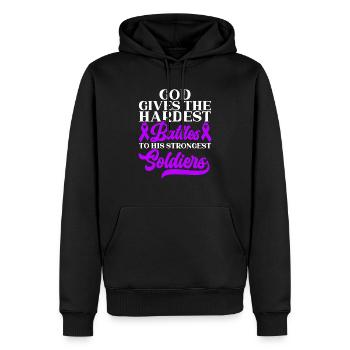 Démence Je porte la conscience de la maladie d’Alzheimer violette - Sweat à capuche Premium bio Homme - noir - Devant - Nico (187cm)