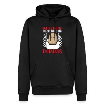 Tout est mieux avec les pommes de terre frites de pommes de terre - Sweat à capuche Premium bio Homme - noir - Devant - Nico (187cm)