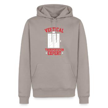 Vertikaler Transportexperte Aufzugsmechaniker - Männer Premium Bio Hoodie - Taupe - Vorne - Nico (187cm)