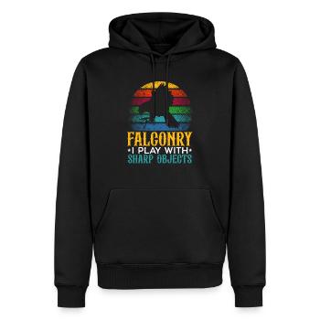 Fauconnerie Fauconnerie Amateur d’oiseaux Ornithologie Faucon - Sweat à capuche Premium bio Homme - noir - Devant - Nico (187cm)