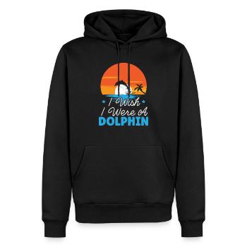Ich wünschte, ich wäre ein Delfin Meeresbiologie unter Wasser - Männer Premium Bio Hoodie - Schwarz - Vorne - Nico (187cm)
