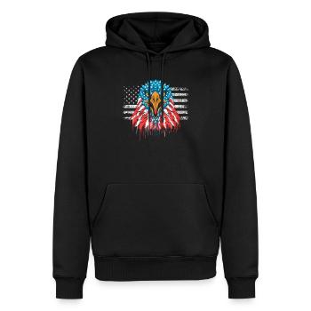 Adler Vogelliebhaber Tier Ornithologie USA Flagge - Männer Premium Bio Hoodie - Schwarz - Vorne - Nico (187cm)