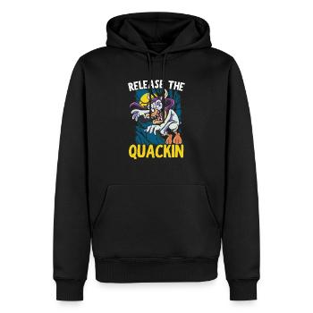 Relâchez le canard caneton canard - Sweat à capuche Premium bio Homme - noir - Devant - Nico (187cm)