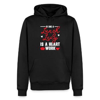 Eine Mittagsdame zu sein, ist eine Cafeteria mit Herzensarbeit - Männer Premium Bio Hoodie - Schwarz - Vorne - Nico (187cm)