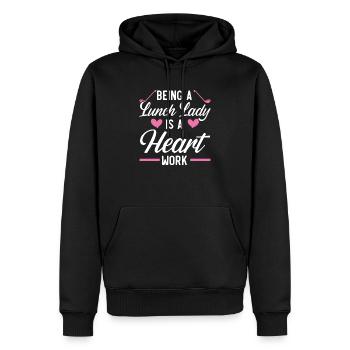 Eine Mittagsdame zu sein, ist eine Cafeteria mit Herzensarbeit - Männer Premium Bio Hoodie - Schwarz - Vorne - Nico (187cm)
