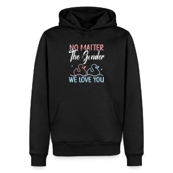 Egal welches Geschlecht wir lieben dich Geschlecht offenbaren - Männer Premium Bio Hoodie - Schwarz - Vorne - Nico (187cm)