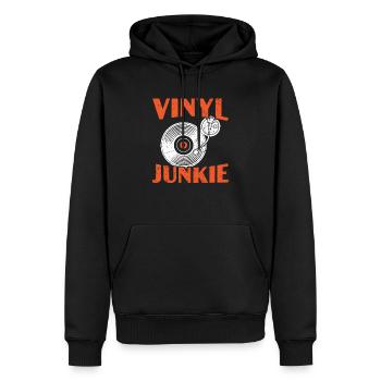 Vinyle Junkie Vinyl Record Player Mélomane - Sweat à capuche Premium bio Homme - noir - Devant - Nico (187cm)