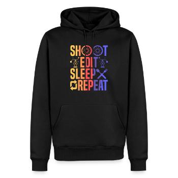 Photographie Caméra Image Photographe - Sweat à capuche Premium bio Homme - noir - Devant - Nico (187cm)
