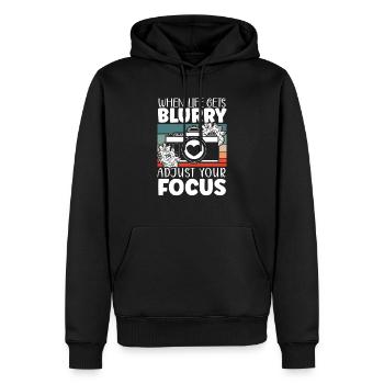 Photographie Caméra Image Photographe - Sweat à capuche Premium bio Homme - noir - Devant - Nico (187cm)