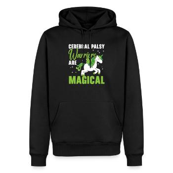 Zerebralparese Krieger sind magische Einhorn-Liebhaber - Männer Premium Bio Hoodie - Schwarz - Vorne - Nico (187cm)