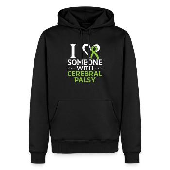 J’aime quelqu’un avec la paralysie cérébrale Warrior - Sweat à capuche Premium bio Homme - noir - Devant - Nico (187cm)