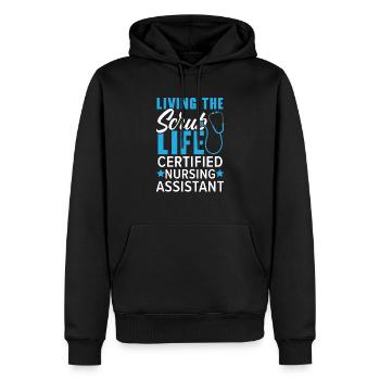 Living The Scrub Life Nursing Assistant AIIC - Sweat à capuche Premium bio Homme - noir - Devant - Nico (187cm)