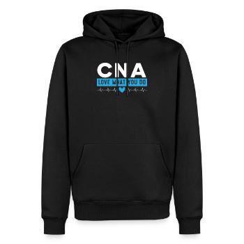 Zertifizierte Pflegehelferin CNA - Männer Premium Bio Hoodie - Schwarz - Vorne - Nico (187cm)