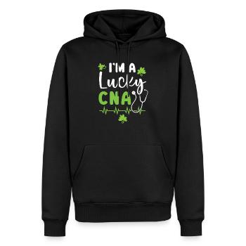 Lucky CNA zertifizierte Pflegehelferin - Männer Premium Bio Hoodie - Schwarz - Vorne - Nico (187cm)