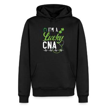 Lucky CNA zertifizierte Pflegehelferin - Männer Premium Bio Hoodie - Schwarz - Vorne - Nico (187cm)