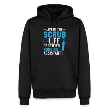 Living The Scrub Life Nursing Assistant AIIC - Sweat à capuche Premium bio Homme - noir - Devant - Nico (187cm)