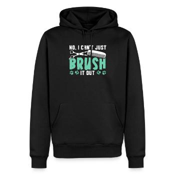 Non, je ne peux pas simplement le brosser toiletteur pour chiens - Sweat à capuche Premium bio Homme - noir - Devant - Nico (187cm)