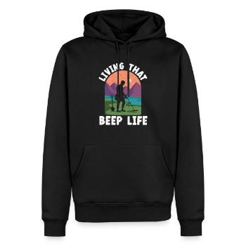 Living That Beep Life Detectorist Chasse au trésor - Sweat à capuche Premium bio Homme - noir - Devant - Nico (187cm)