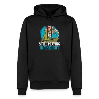 Immer noch in der Dirt Treasure Hunting - Männer Premium Bio Hoodie - Schwarz - Vorne - Nico (187cm)