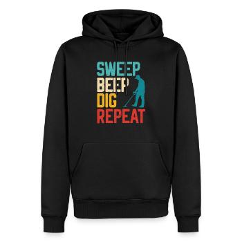 Sweep Beep Dig Repeat Sondengänger Schatzsuche - Männer Premium Bio Hoodie - Schwarz - Vorne - Nico (187cm)