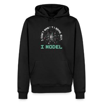 Ich will nicht prahlen, aber ich modelliere Robotik-KI - Männer Premium Bio Hoodie - Schwarz - Vorne - Nico (187cm)