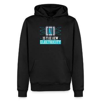 AI Is The New Electricity Artificial Intelligence - Men’s Premium Organic Hoodie - black - Front - Nico (187cm)