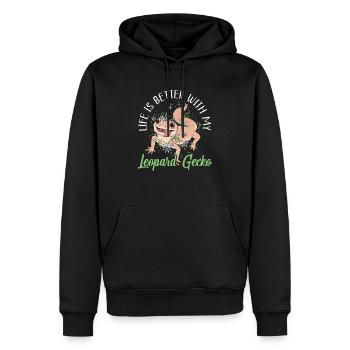 Reptilienleopard Gecko Liebhaber Eidechse Herpetologie - Männer Premium Bio Hoodie - Schwarz - Vorne - Nico (187cm)