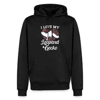 J’aime mon gecko léopard reptile gecko - Sweat à capuche Premium bio Homme - noir - Devant - Nico (187cm)