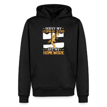 Désolé mon gecko léopard a mangé mes devoirs reptile - Sweat à capuche Premium bio Homme - noir - Devant - Nico (187cm)