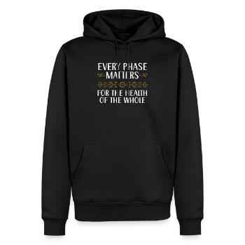 Jede Phase zählt für die Gesundheit des Ganzen - Männer Premium Bio Hoodie - Schwarz - Vorne - Nico (187cm)