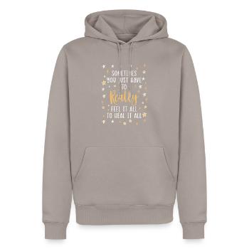 Prévention du suicide Sensibilisation à la santé mentale - Sweat à capuche Premium bio Homme - taupe - Devant - Nico (187cm)