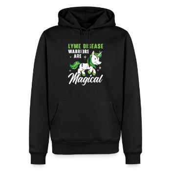 Les guerriers de la maladie de Lyme sont des amoureux magiques de la licorne - Sweat à capuche Premium bio Homme - noir - Devant - Nico (187cm)