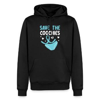 Save The Coochies Mois de la sensibilisation au cancer du col de l’utérus - Sweat à capuche Premium bio Homme - noir - Devant - Nico (187cm)