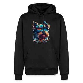 Cooler bunter Hipster Terrier mit Sonnenbrille - Männer Premium Bio Hoodie - Schwarz - Vorne - Nico (187cm)
