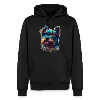 Terrier coloré cool avec des lunettes de soleil décontractées - Sweat à capuche Premium bio Homme - noir - Devant - Nico (187cm)