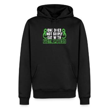 Man isst nicht einfach mit Gastroparese - Männer Premium Bio Hoodie - Schwarz - Vorne - Nico (187cm)