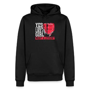 Baseball Mädchen Baseballspieler Baseball Trainer - Männer Premium Bio Hoodie - Schwarz - Vorne - Nico (187cm)