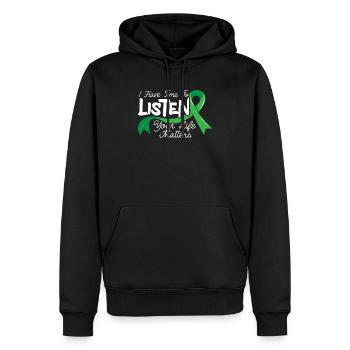 J’ai le temps d’écouter Sensibilisation à la santé mentale - Sweat à capuche Premium bio Homme - noir - Devant - Nico (187cm)