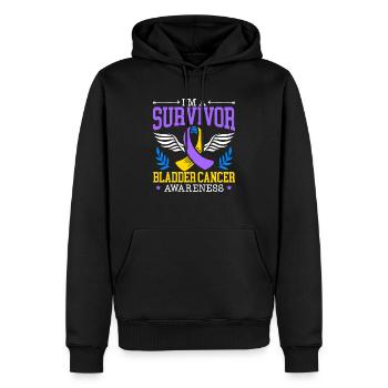 Survivant du cancer de la vessie Sensibilisation au cancer de la vessie - Sweat à capuche Premium bio Homme - noir - Devant - Nico (187cm)