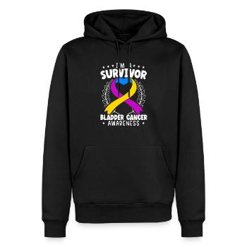 Survivant du cancer de la vessie Sensibilisation au cancer de la vessie - Sweat à capuche Premium bio Homme - noir - Devant - Nico (187cm)
