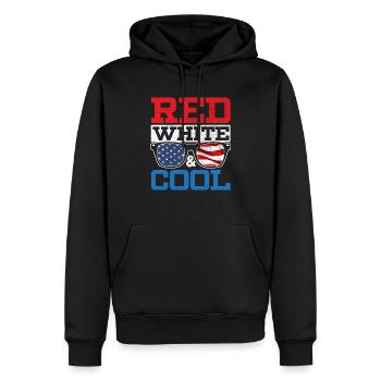 Rouge Blanc Et Cool Amérique USA Flag 4 Juillet - Sweat à capuche Premium bio Homme - noir - Devant - Nico (187cm)